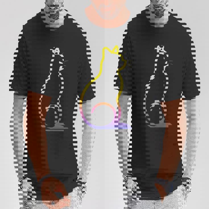 カラフルなかわいい猫 足 Tシャツ 面白い贈り物