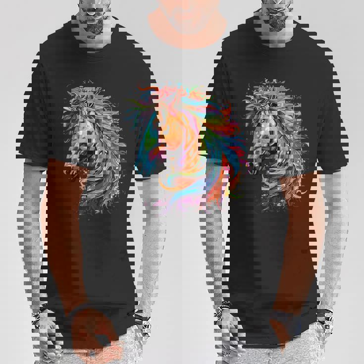 カラフルなアイルランドのドラフト馬愛好家スプラッシュアート Tシャツ 面白い贈り物