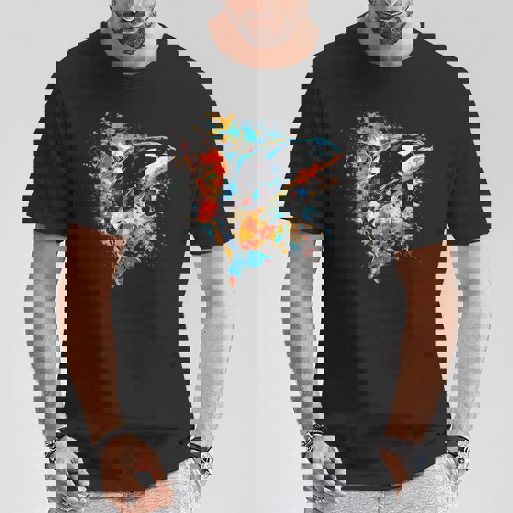 カラフルなシャチ Tシャツ 面白い贈り物