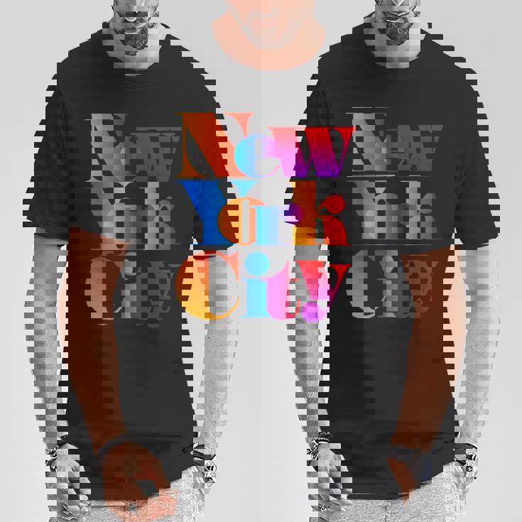 カラフルなニューヨークシティファッショングラフィックtシャツ、ニューヨーク市 Tシャツ 面白い贈り物
