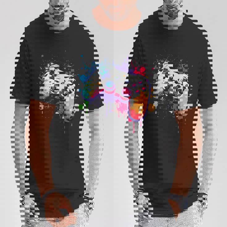 カラフルなビデオゲームコントローラー ジョイスティック コンソール Tシャツ 面白い贈り物