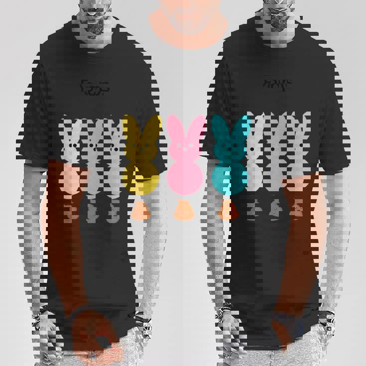 カラフルなマシュマロバニーのうんち Tシャツ 面白い贈り物