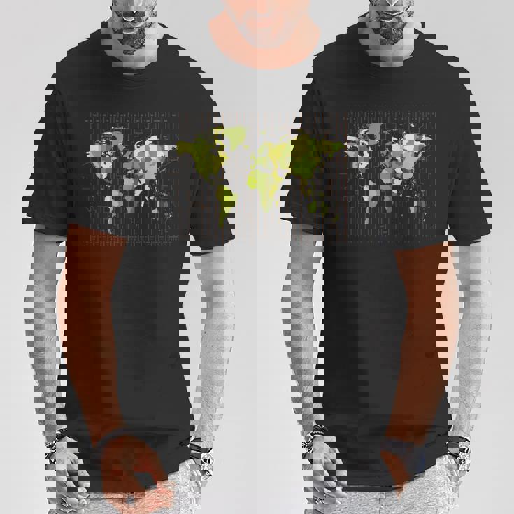 カラフルな地図 地球 タイムゾーン 国 大陸 地理 Tシャツ 面白い贈り物