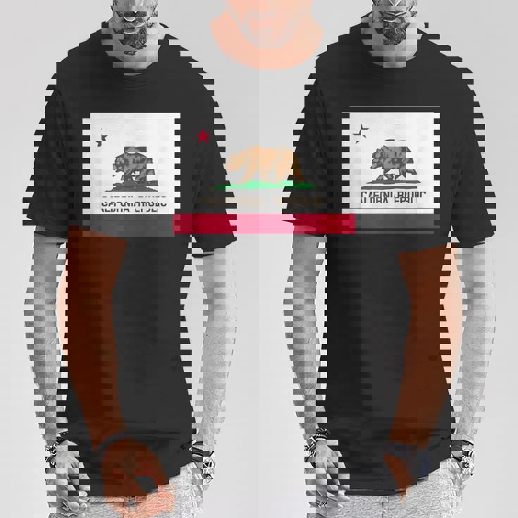 カリフォルニア州「ベアリパブリック」州旗 Tシャツ 面白い贈り物