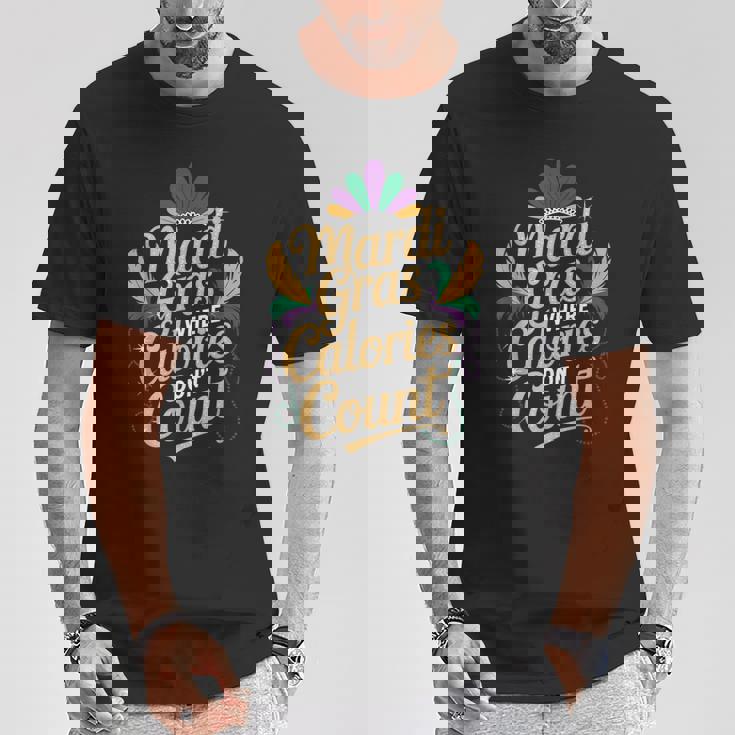 カロリーがカウントされないマルディグラ Tシャツ 面白い贈り物