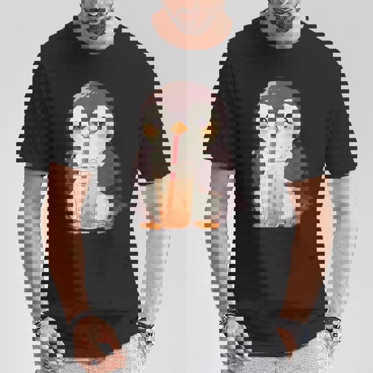 カワイイ ペンギンドリンク バブルティー ペンギンボバ Tシャツ 面白い贈り物