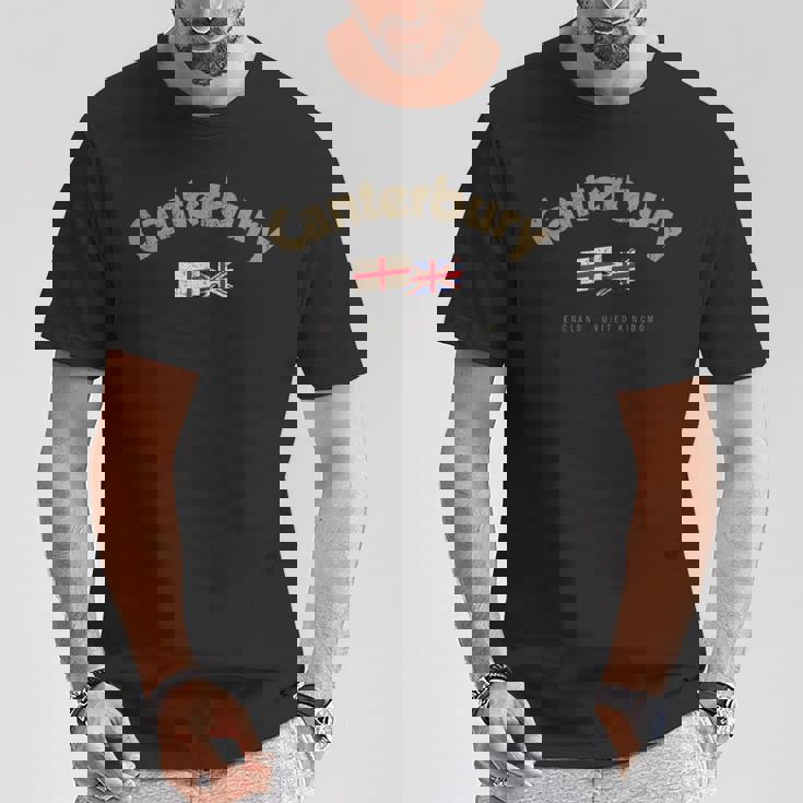 カンタベリー 都市名 ヴィンテージ 英国国旗 イギリス国旗 Tシャツ 面白い贈り物