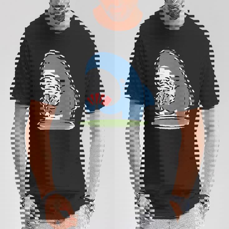 カード遊びをするサメ Tシャツ 面白い贈り物