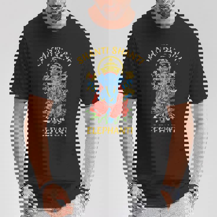 ガネーシャ ヨガ シャンティ 象 ブッダ 象 Tシャツ 面白い贈り物