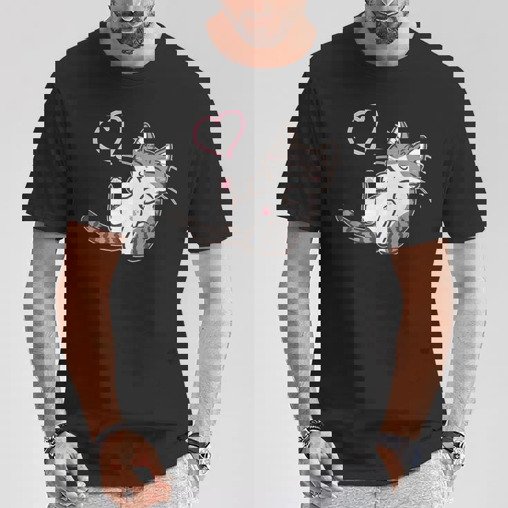 キジ白猫ぐっすり眠る猫ちゃん 猫好き Tシャツ 面白い贈り物