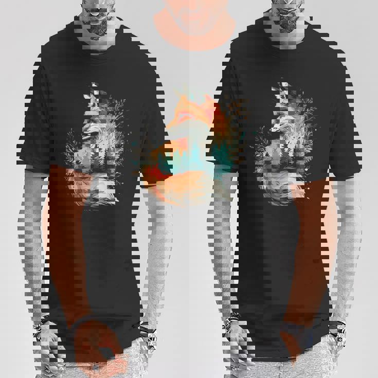 キツネアート Tシャツ 面白い贈り物