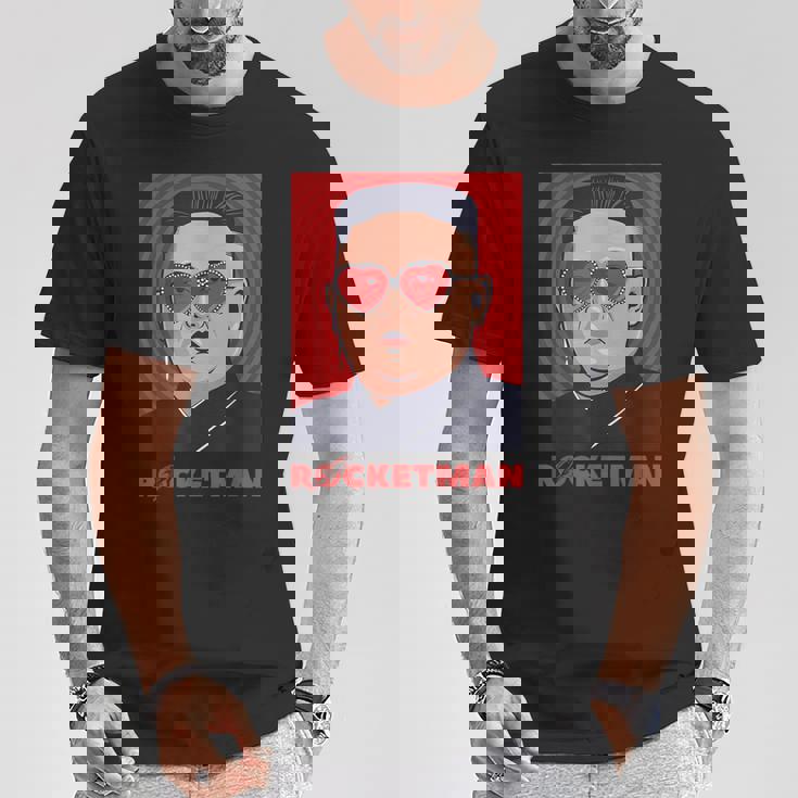 キム・ジョンウン、ファニー・ロケットマン・パロディ・ロックンロール Tシャツ 面白い贈り物