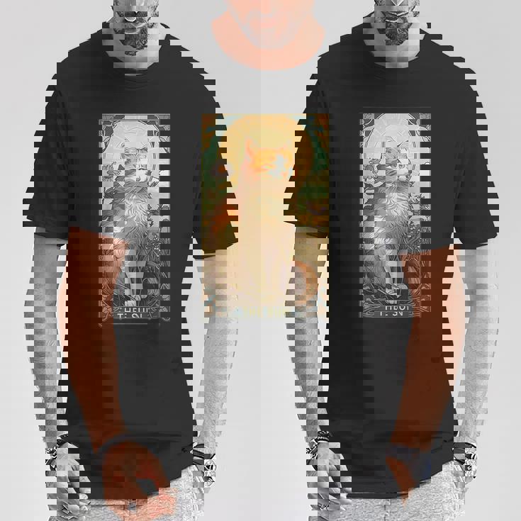 キャットタロットカード、サンタロットカード、アールヌーボーtシャツ Tシャツ 面白い贈り物