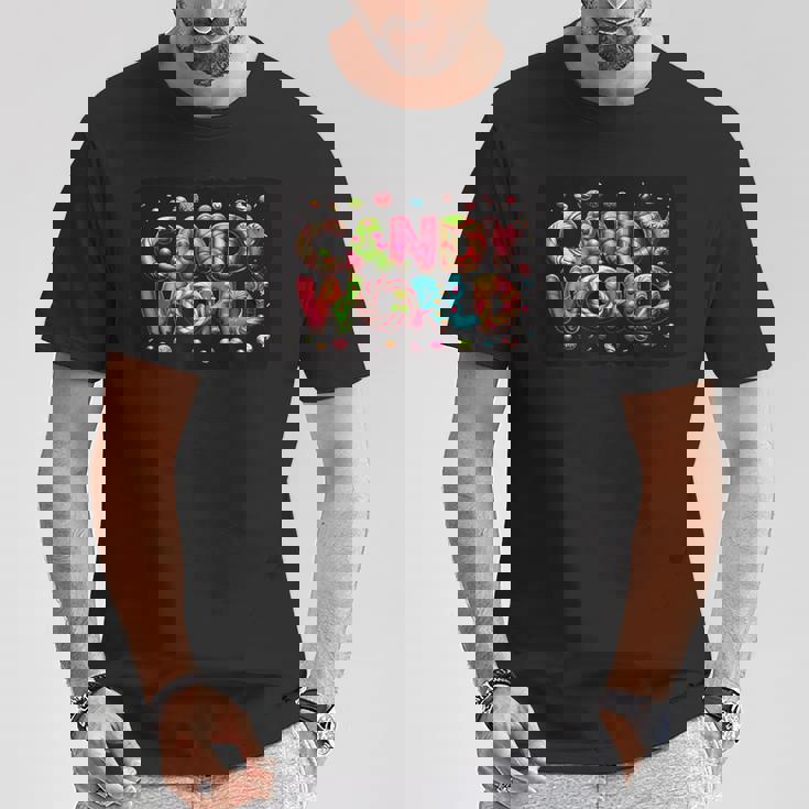 キャンディワールドに足を踏み入れて面白いスイーツとシュガーを手に入れましょう Tシャツ 面白い贈り物