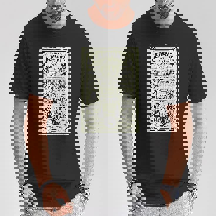 キャンピング ルール 遊び心たっぷりのヴィンテージ調デザイン おもしろ キャンプ Tシャツ 面白い贈り物