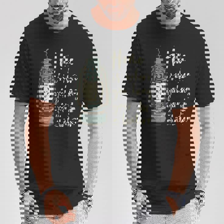 キャンプランタン 面白いキャンプ アウトドア用 ビンテージ Tシャツ 面白い贈り物