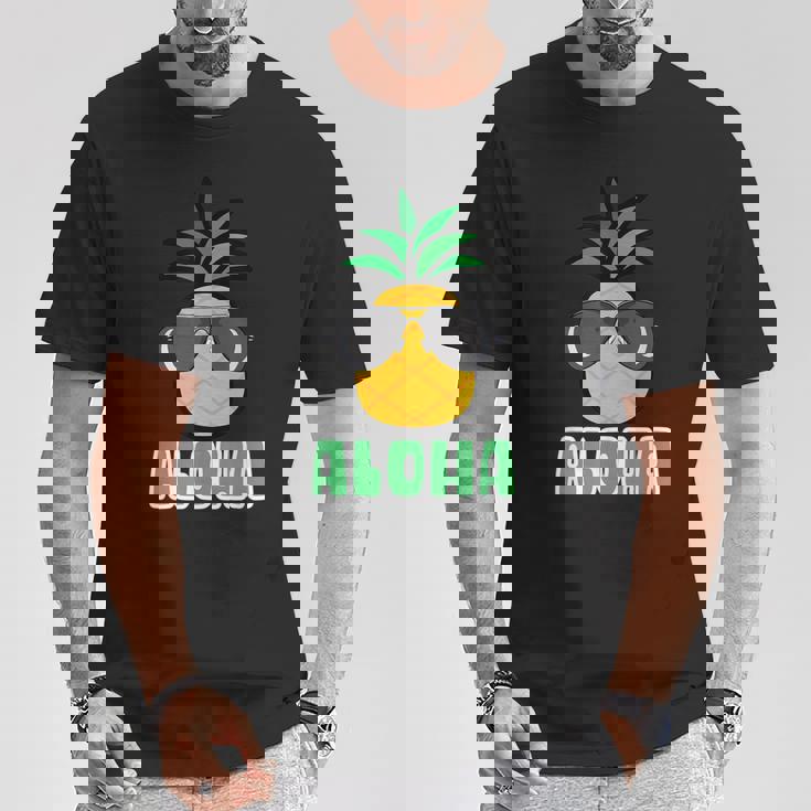 キュートなアロハパイナップルサングラス ハワイアンティキ Tシャツ 面白い贈り物
