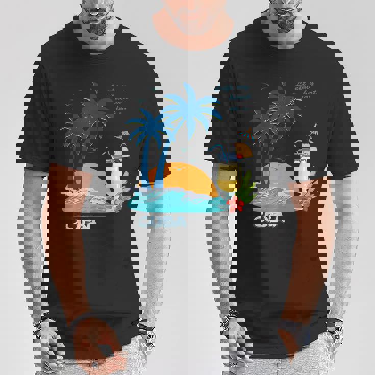 キューバ 熱帯の風景 ハバナ ギフト お土産 カリブ海 ヤシの木 冒険 Tシャツ 面白い贈り物