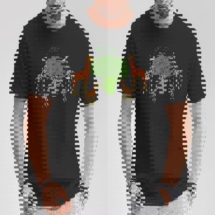 キリン ベジタリアンファミリー 食べる ブロッコリー Tシャツ 面白い贈り物