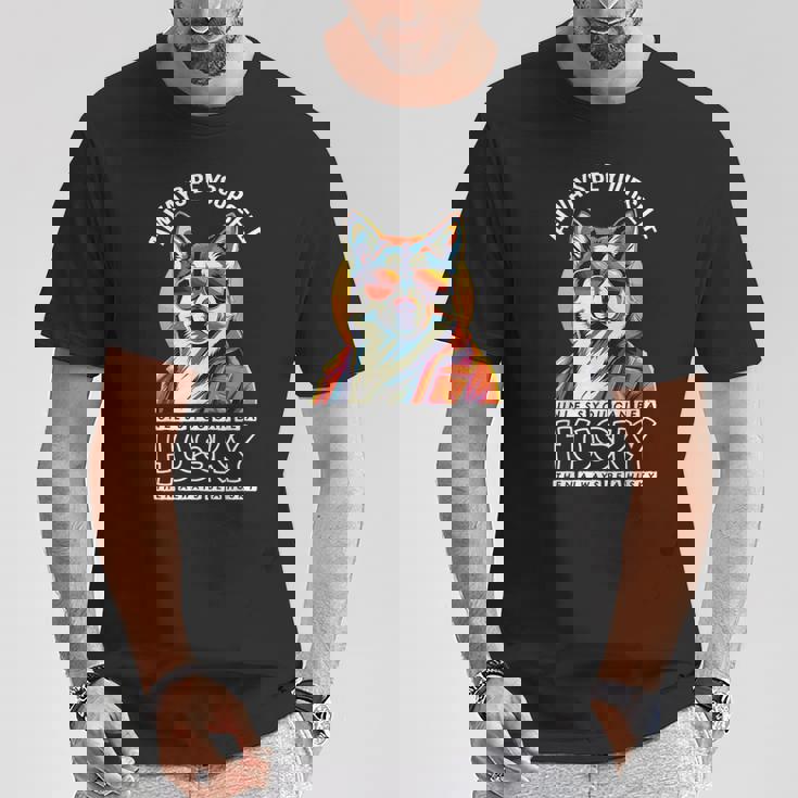 ギャングスタ ハスキー 犬 飼い主 犬 ラブ ハスキー かわいい シベリアンハスキー Tシャツ 面白い贈り物