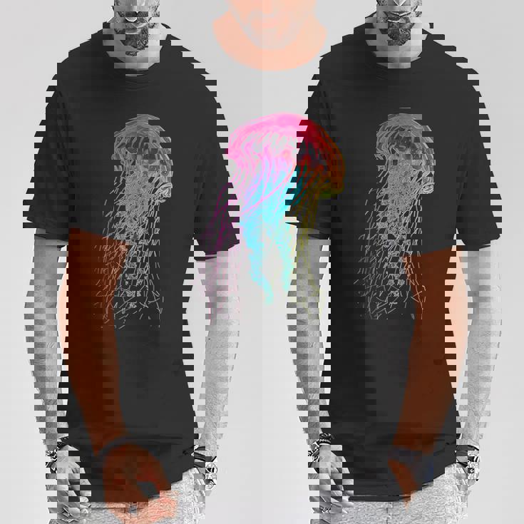 クラゲ カラフル ファンタジー 動物 アート グラフィック クラゲ Tシャツ 面白い贈り物