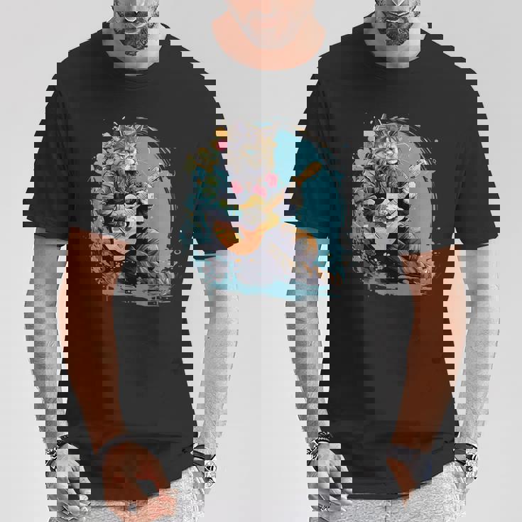 クラシックギターを弾く猫 猫 ギター 音楽 Tシャツ 面白い贈り物