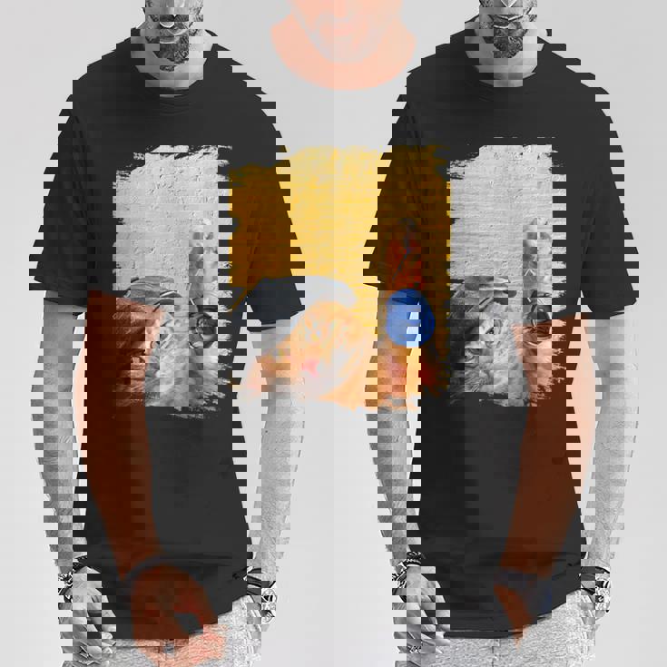 クラシックブルーヨーヨーの猫 Tシャツ 面白い贈り物