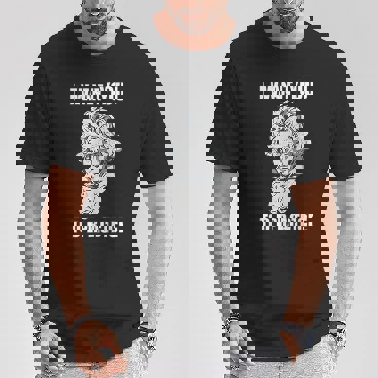 クラシック音楽 音楽家 ベートーヴェン ヴァイオリン ピアノ チェロ 練習 音楽好き おもしろ デザイン Tシャツ 面白い贈り物