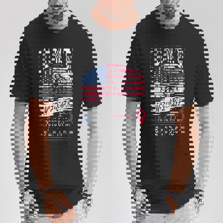 クリアウォーター アメリカ国旗 Gps座標 クリアウォーター Tシャツ 面白い贈り物