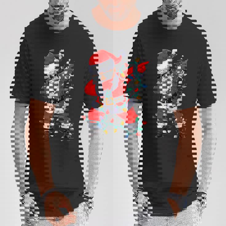 クリスマス サンタクロース ダビングダンス クリスマスライト 家族 Tシャツ 面白い贈り物