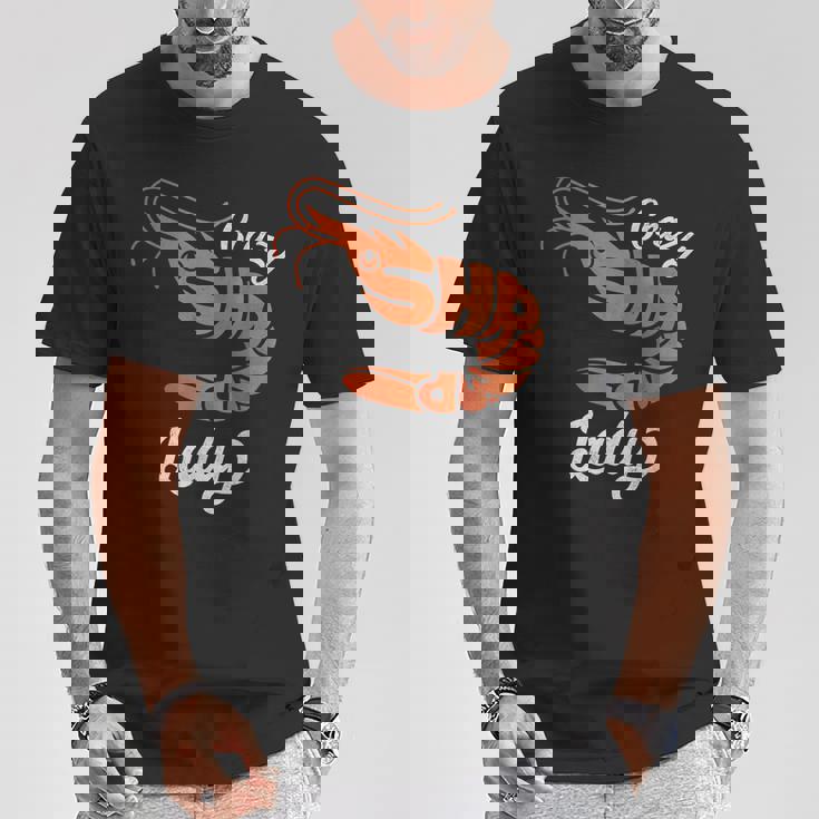 クレイジー エビ レディ シーフード ラバー ディープオーシャン アニマル エビ Tシャツ 面白い贈り物