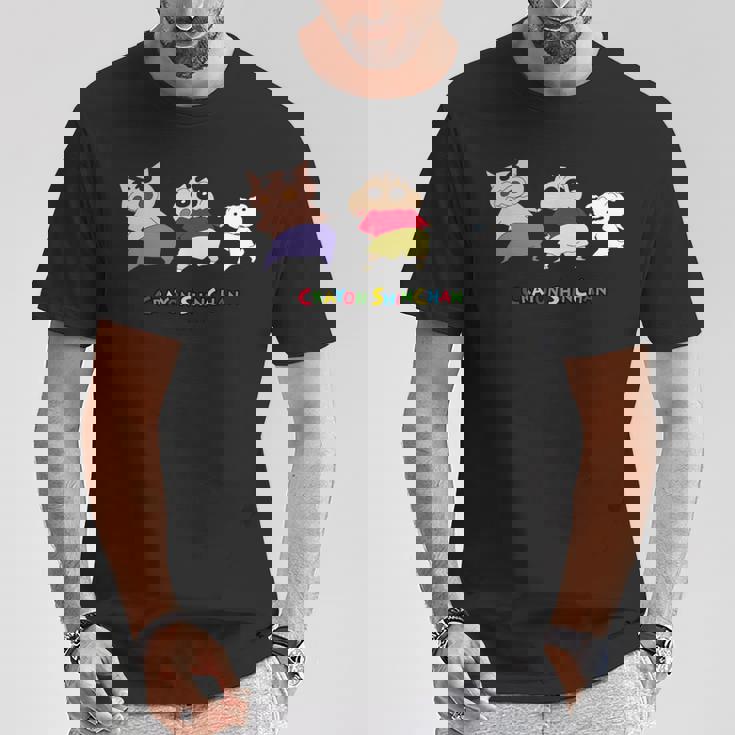 クレヨンしんちゃん 振り向き「ぶりぶり＆しんちゃん＆シロ」 長袖tシャツ Tシャツ 面白い贈り物