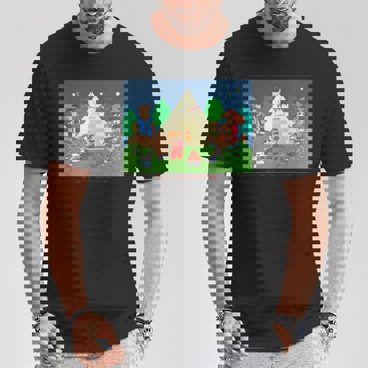 クレヨンしんちゃん 野原一家キャンプファイヤー 集合 Tシャツ 面白い贈り物