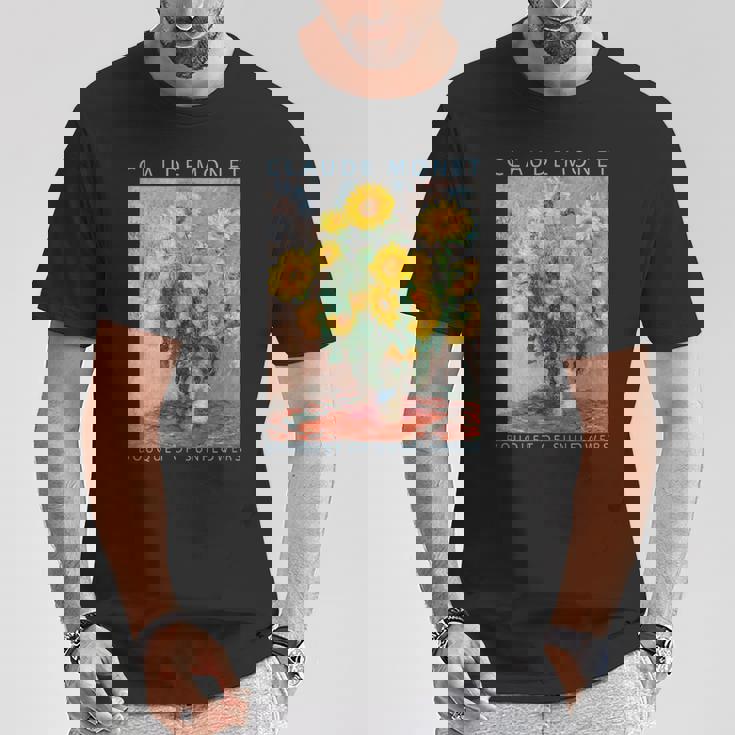 クロード モネ 面白いtシャツ 花 名作 アート ひまわりのブーケ 絵画 メンズ レディース 面白い 服 Tシャツ 面白い贈り物