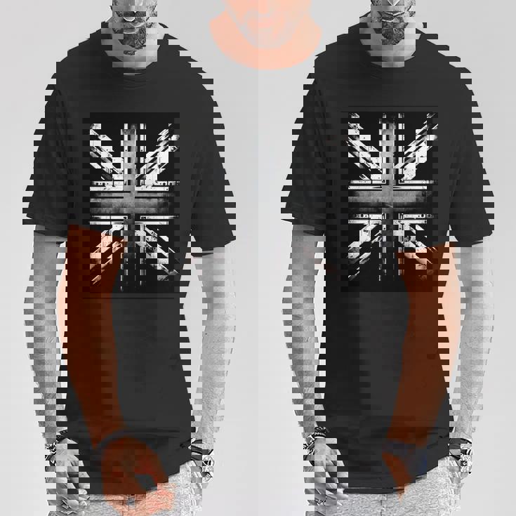 クールで素朴な風化ユニオンジャック モノクロ 長袖tシャツ Tシャツ 面白い贈り物