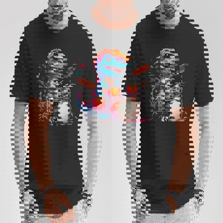 クールなt-Rex恐竜ドラマー音楽バンドデザイン。 Tシャツ 面白い贈り物