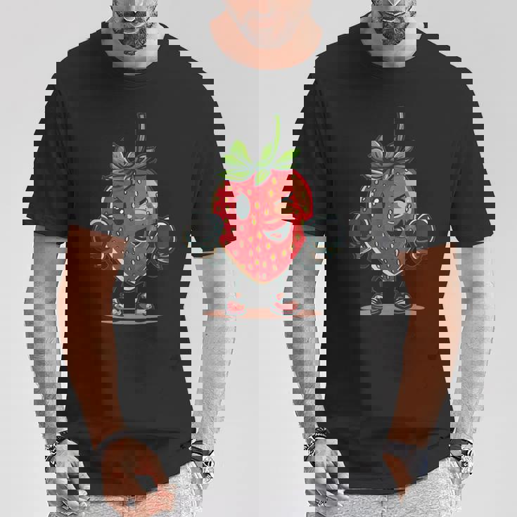 クールなボクシングストロベリーコスチューム。 Tシャツ 面白い贈り物