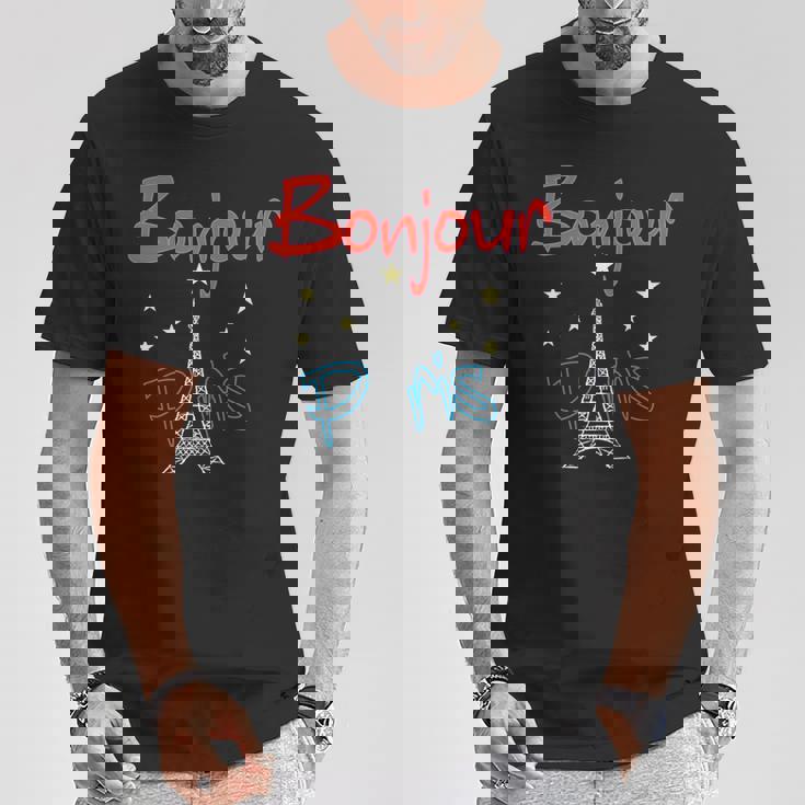 グラフィックデザイン ギフト エッフェル塔 パリ フランス 男性 女性 長袖tシャツ Tシャツ 面白い贈り物