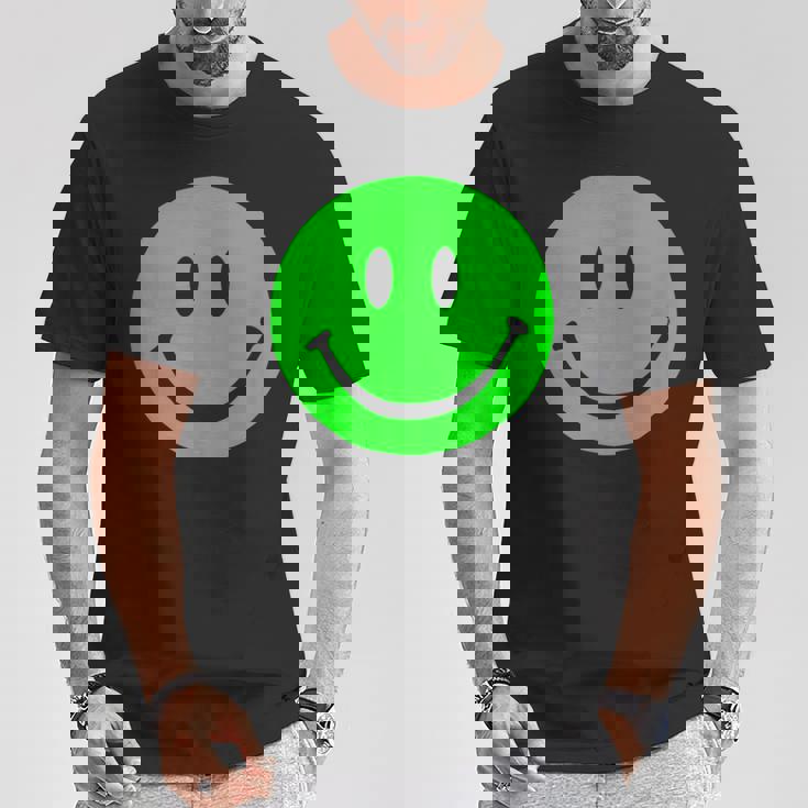 グリーン スマイリーフェイス レトロ グリーン ハッピーフェイス Tシャツ 面白い贈り物