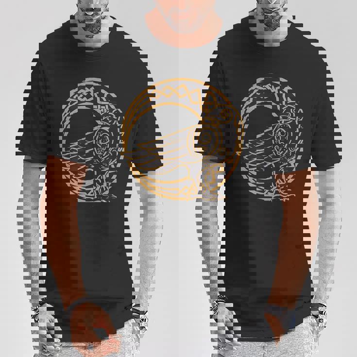 ケルトの月と部族のカラス ウィッカ オカルトシンボル Tシャツ 面白い贈り物