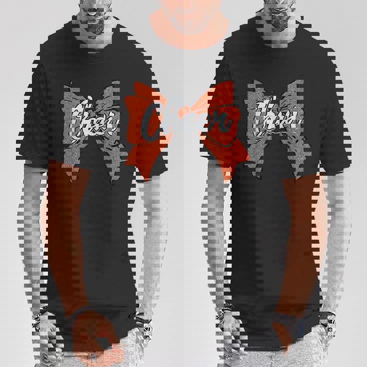 コケット オレンジ チア リボン スポーツ チアリーダー チアリーディング Tシャツ 面白い贈り物