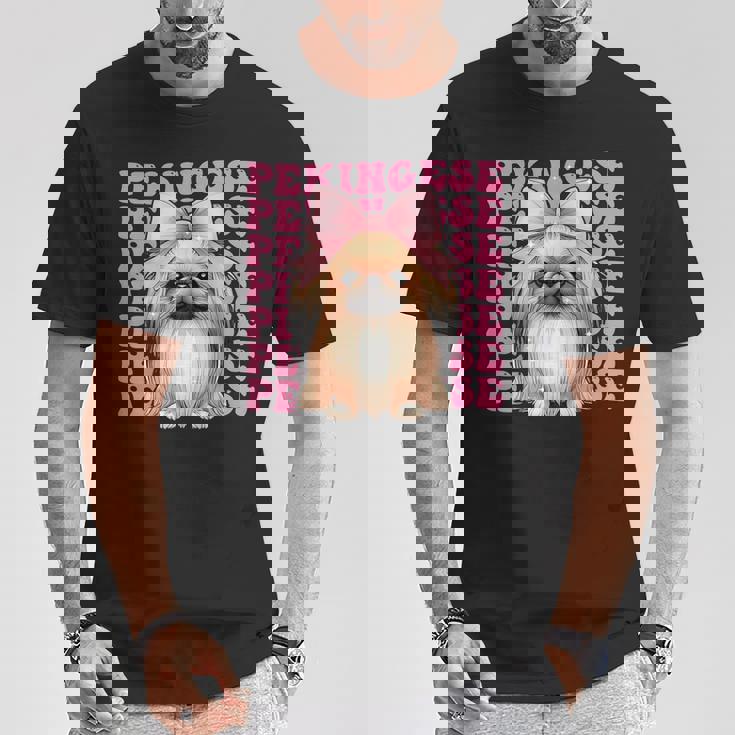 コケットボウ ペキニーズガール 犬 ママ 母の日 ピンク Tシャツ 面白い贈り物