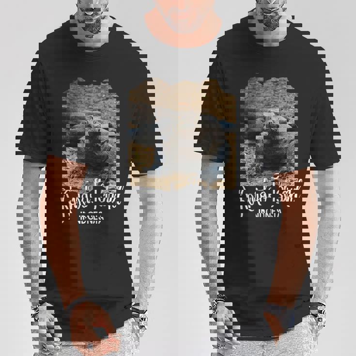 コモド島 インドネシア レトロポスターコモドドラゴン Tシャツ 面白い贈り物