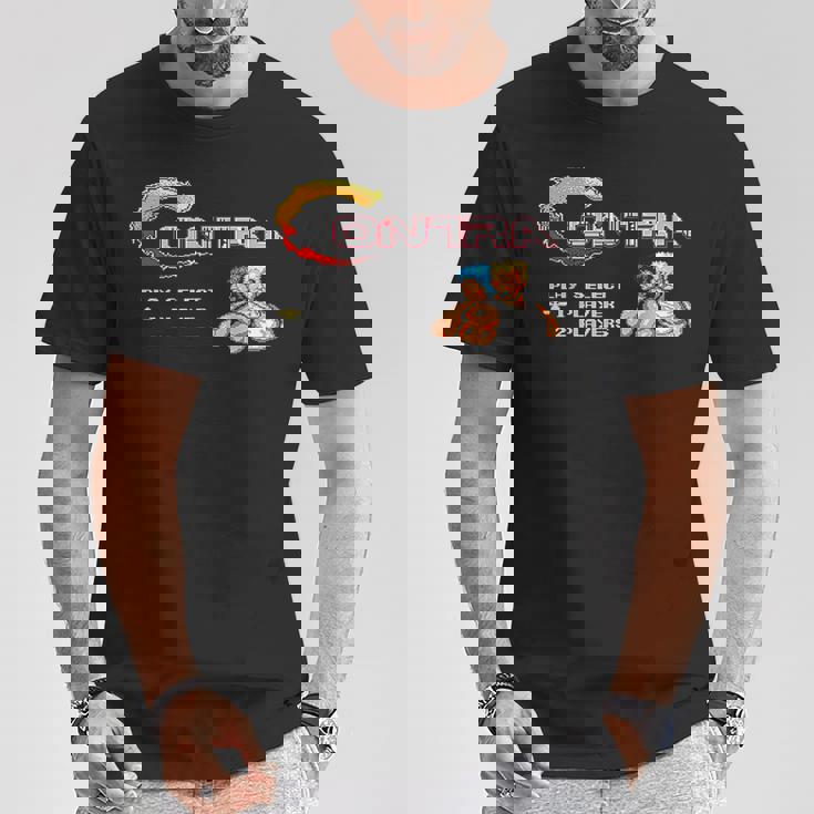 コントラ タイトル スクリーン レトロ ゲーマー ピクセル ウォリアー クラシック ゲーム Tシャツ 面白い贈り物