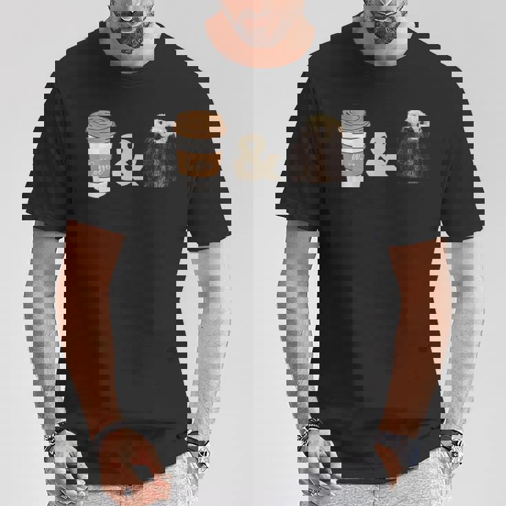 コーヒーとかわいいラッコ Tシャツ 面白い贈り物