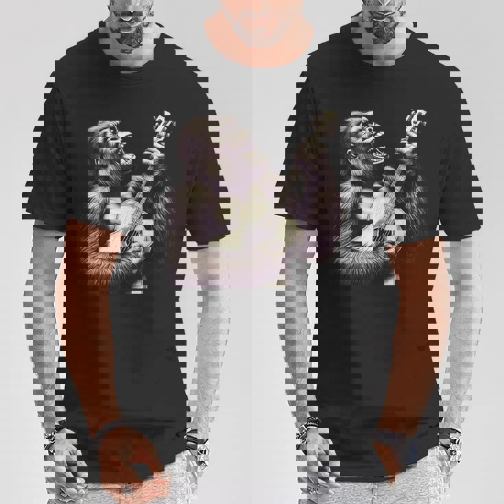ゴリラ 演奏 ギター 面白い ロック 音楽 ギター ゴリラ Tシャツ 面白い贈り物
