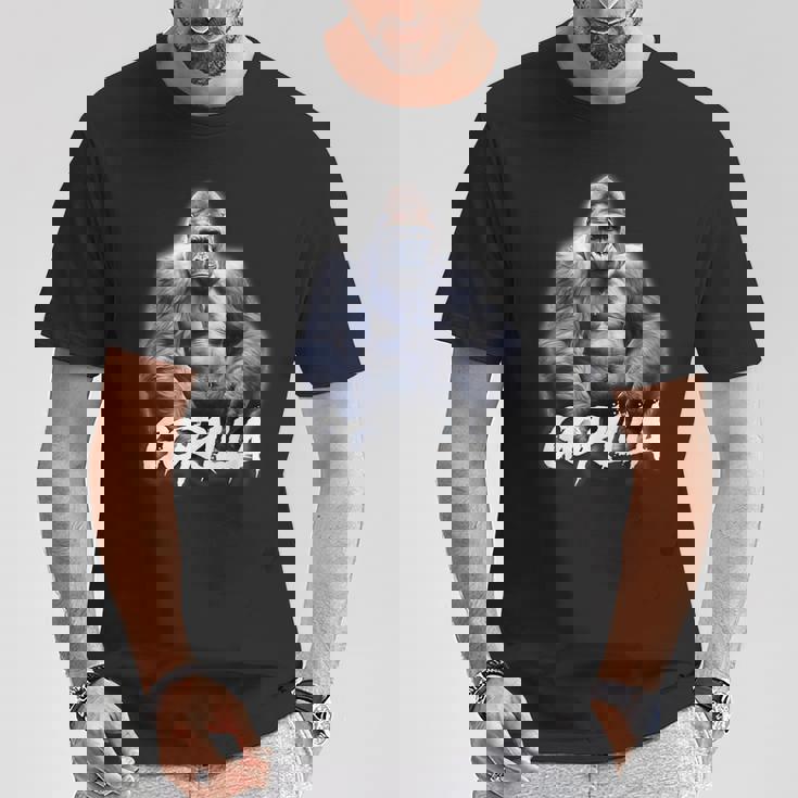 ゴリラ×シルバーバックゴリラ霊長類 Tシャツ 面白い贈り物