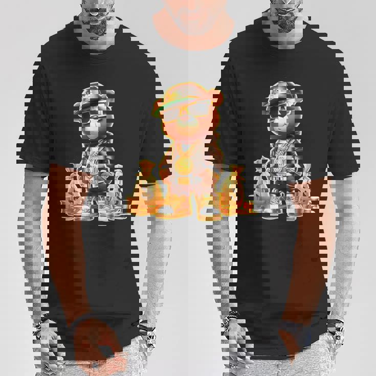 ゴールデンテディベア ボスマネーバッグ ゴールデンコイン&チェーン Tシャツ 面白い贈り物