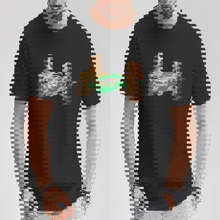 ゴールデンレトリバー イヌ 麻雀 面白いtシャツ 犬 メンズ おもしろ 面白い 服 おもしろグッズ ネタ Tシャツ 面白い贈り物