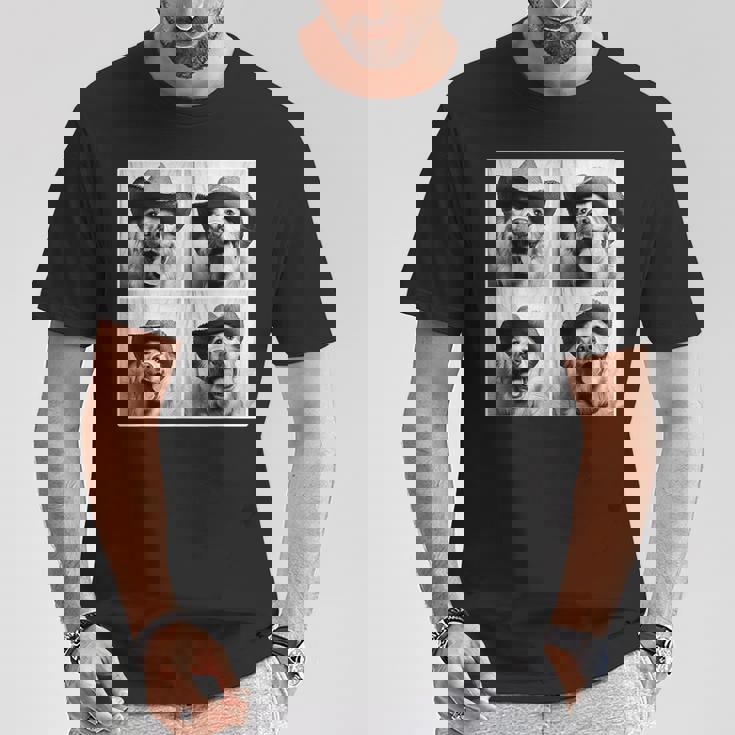 ゴールデンレトリバー カウボーイハット フォトブース セルフィー おもしろ犬 Tシャツ 面白い贈り物